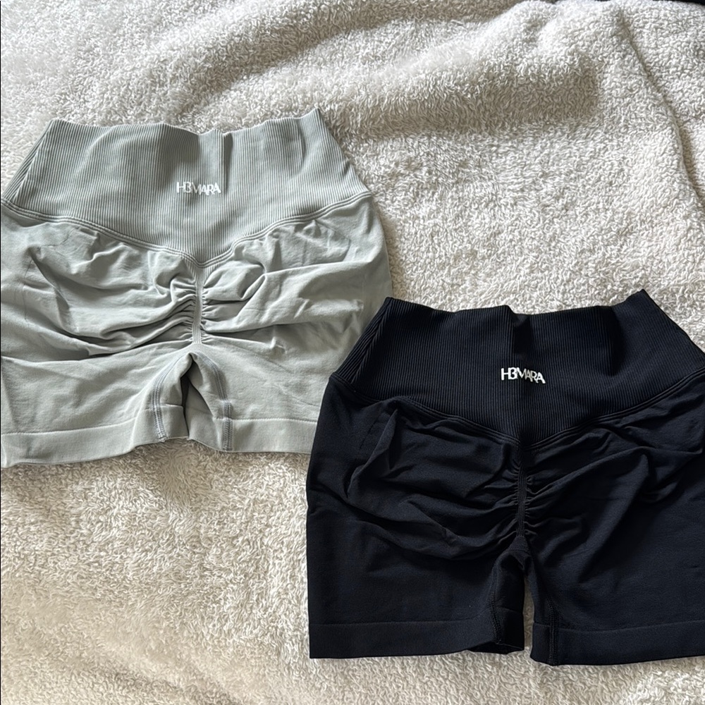 H3mara Athletic Shorts Black and Gray Stretchy Design